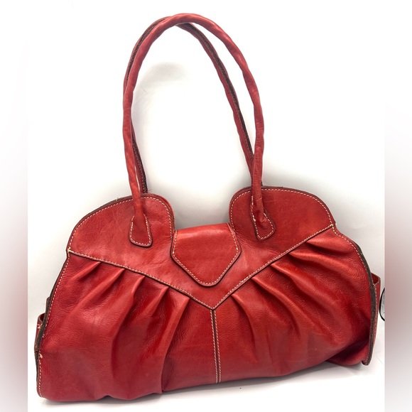 EUC Patricia Nash Red Lione Satchel Handbag 18"(W) x 10"(H) x 7"(D) - Picture 3 of 10